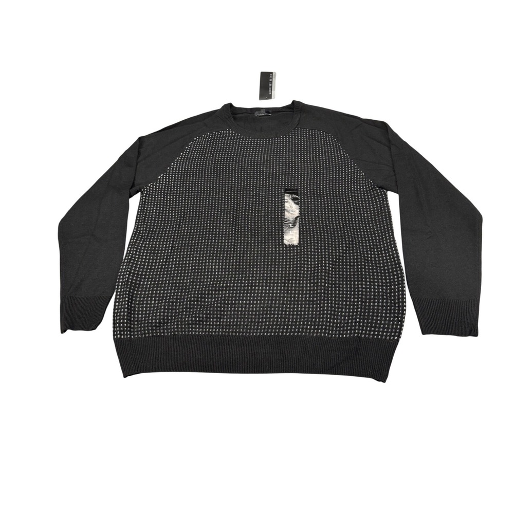 Geoffrey‎ Beene Mens Black Textured Micro Dot Crewneck Sweater NWT L MSRP $65